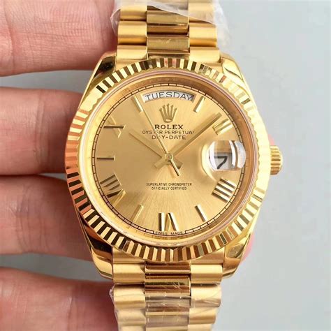 rolex replica day date swiss mens gold watch|swiss made rolex reproduction.